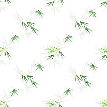 Seamless pattern with bamboo leaves, vector background with seamless floral texture for print design.