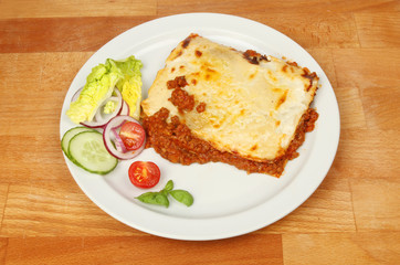 Lasagna and salad
