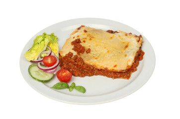 Beef lasagna and salad