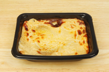 Lasagna in a carton