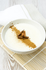 Semolina dessert with cinnamon.