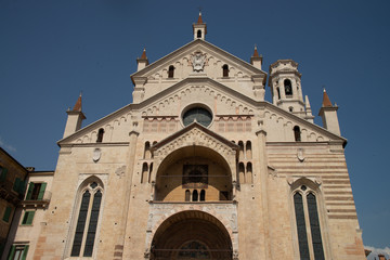 Verona cathedral facade, Italy. UNESCO world heritage site