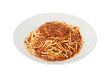 Spaghetti bolognese in a bowl