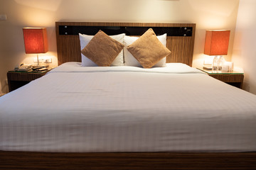 king size bed in luxury romantic room hotel