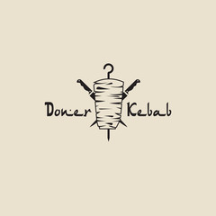 Doner kebab logo templates. Vector creative labels for Turkish and Arabian fast food restaurant.