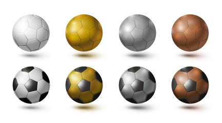 Soccer ball isolated on white background gold silver copper color vector illustration