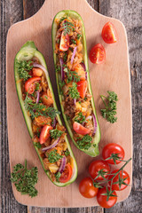 stuffed zucchini with vegetable and beef