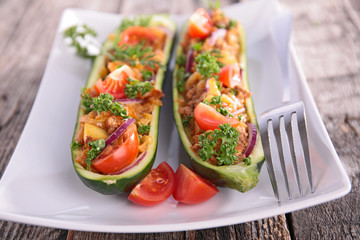 stuffed zucchini with vegetable and beef