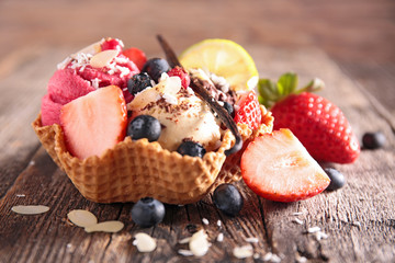 ice cream in biscuit bowl