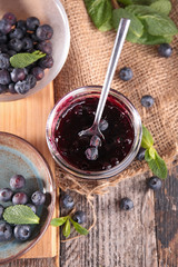 blueberry jam on wood