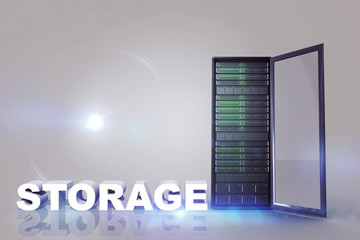 storage against server tower