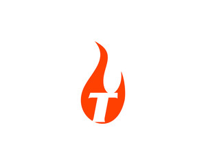 t letter flame logo