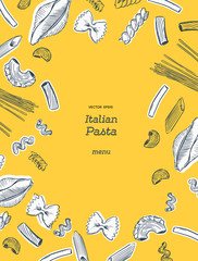 Obraz premium Pasta collection, hand draw sketch vector.