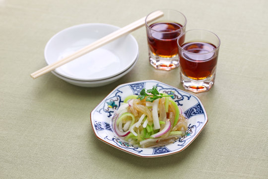 jellyfish salad and shaoxing wine , chinese cuisine