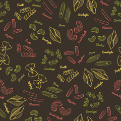 Pasta set ,seamless pattern vector.