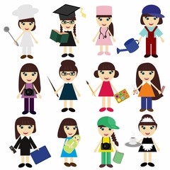 nice young girls of different jobs