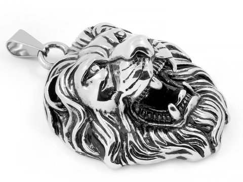 Head Lion - Animal King Jewelry - Silver Pendant Stainless Steel