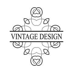 Retro ornamental label logo. Vintage luxury logotype for design of labels