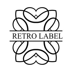 Retro ornamental label logo. Vintage luxury logotype for design of labels