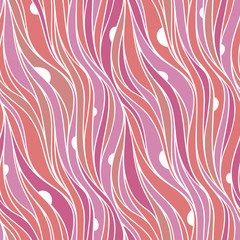 Seamless spring vector pattern with lines. Abstract colorful wavy nature eco background.