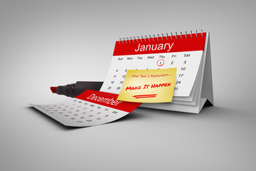 Fototapeta na wymiar Composite image of new years resolutions on january calendar
