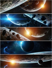 Panorama of distant planet system in space 3D rendering elements of this image furnished by NASA