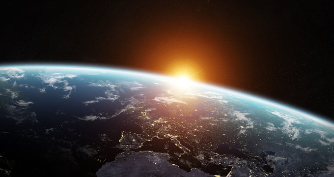 View of blue planet Earth in space 3D rendering elements of this image furnished by NASA