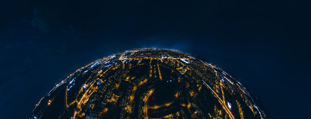 Night Block of flats in Riga city 360 VR Drone picture for Virtual reality, Panorama