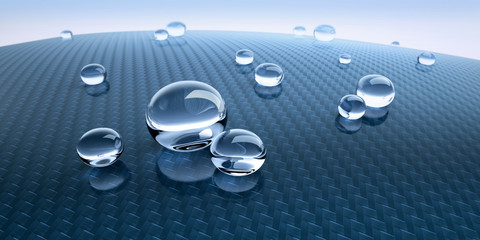 Wassertropfen auf Carbonfaserfläche