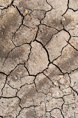 Crack soil on dry season , global warming effect . texture .