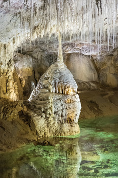 Grotte de Choranche in the Vercors, beautiful stalactites in the caves

