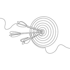 Continuous one line Vector arrows sticking target © tiverets
