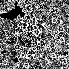 bouquet of flowers monochrome for postcards, congratulations, price tags