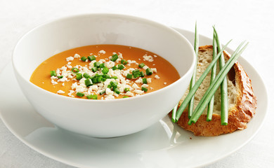 lentil soup puree with green onion and cheese