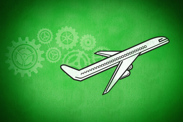 airplane against green background