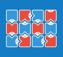 Vector progress background. Template for diagram, graph, presentation and chart. Business concept with 12 options, parts, steps or processes. Abstract background. eps 10