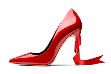 red high heel footwear ribbon fashion female style