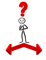 arrows with person and question mark