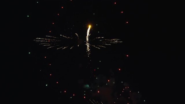Simple starbursts and complex designs in a fireworks display