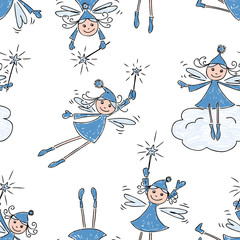 Pattern of the cheerful christmas elves