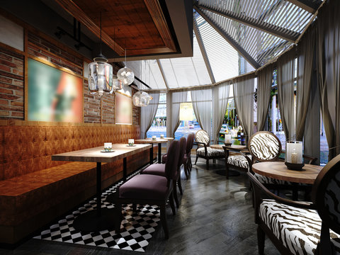 3d render of restaurant interior