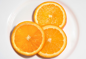 Orange slices isolated on white background