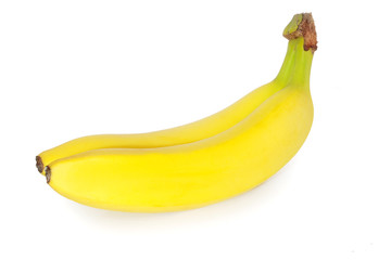 Two ripe bananas isolated on white background 
