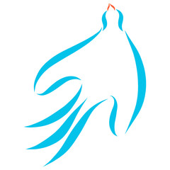 Pigeon flying upwards, flowing lines