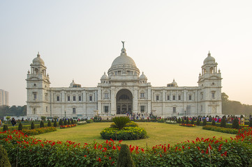 The landmark Victoria Memorial is a large marble building in Kolkata, West Bengal, India. It is...