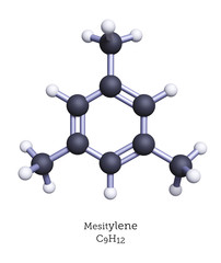 Ball-and-Stick Model of Mesitylene