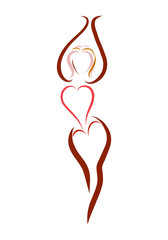 The image of an elegant woman from hearts and lines