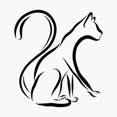 The cat, painted in smooth black lines