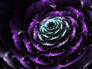 Dark fractal flower, digital artwork for creative graphic design - 203132563