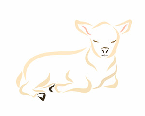 Sleeping lamb or calf, pet or Christian symbol